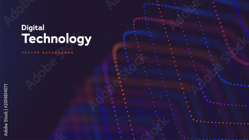 Futuristic Digital Technology Background With Colorful Abstract Dot Waves And Dynamic Neon Curves. Advanced Technology Textures And Data Networks Vector Illustration
