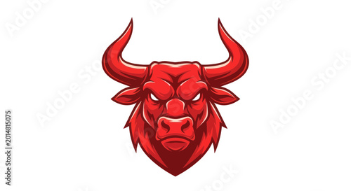 Konstfotografi Fierce Red Bull Head Mascot, Aggressive Animal Portrait