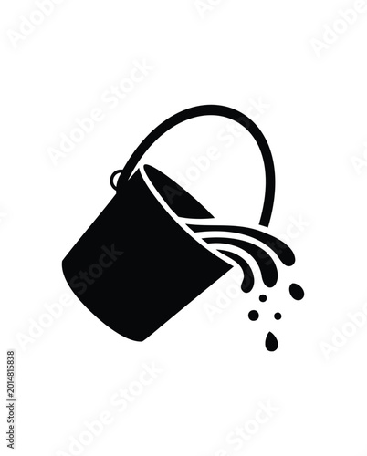 bucket silhouette, Plastic bucket silhouette vector illustration, black pail icon with handle, paint container outline design, cleaning and gardening tool, household bucket on white background