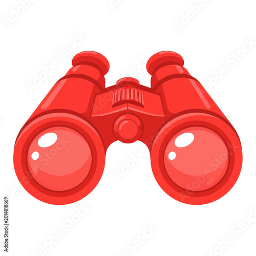 Bright Red Binoculars Isolated on White Background - Observation Tool