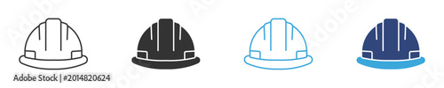 Fotografía Safety Helmet Hard Hat Icon Collection, Worker protection, industrial safety gear, engineering equipment, and construction helmet vector icons for workplace safety designs