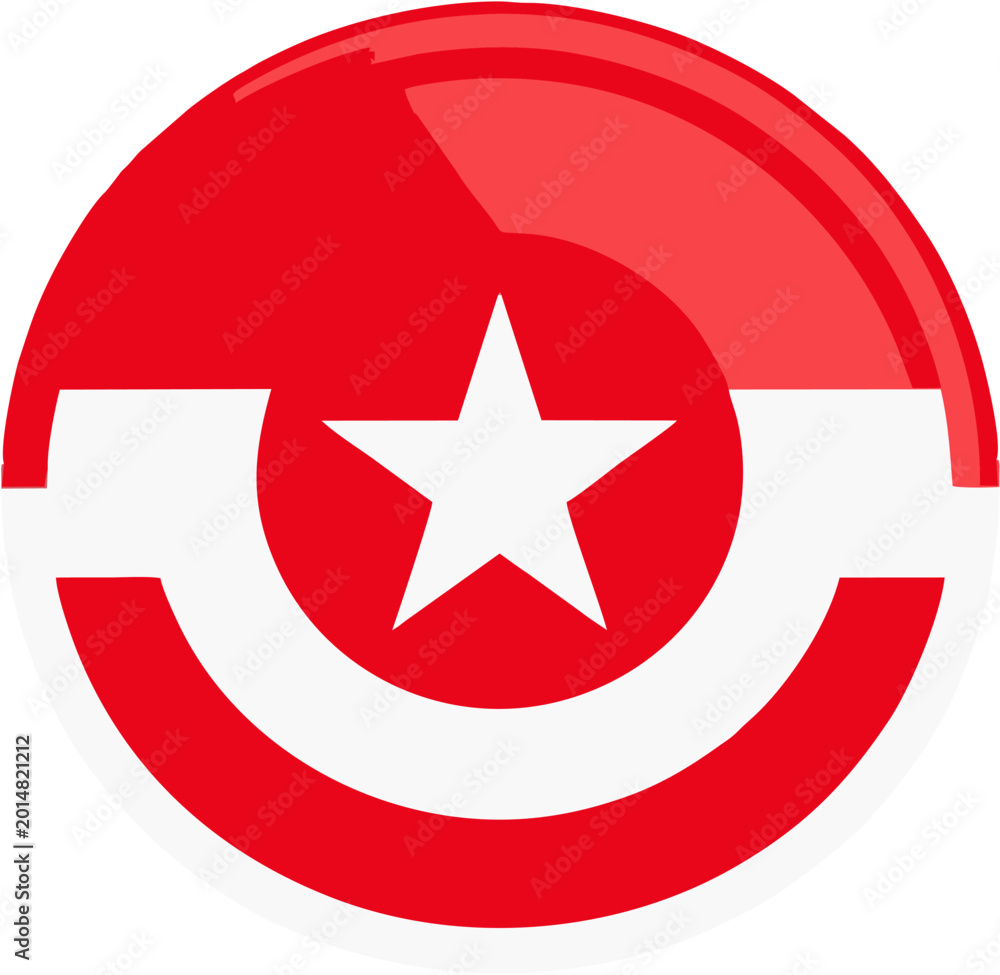 Fototapeta premium Red Circle Star Shield Badge Indonesian Style Emblem, Patriotic Superhero Inspired Logo, Vector Illustration