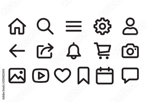 Konstfotografi Universal line icon set for mobile applications and digital website interface uses