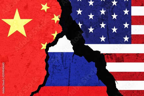 Vászonkép Geopolitical power race between USA China and Russia