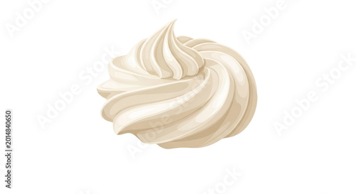 Creamy Vanilla Whipped Cream Swirl Illustration Isolated on White Background