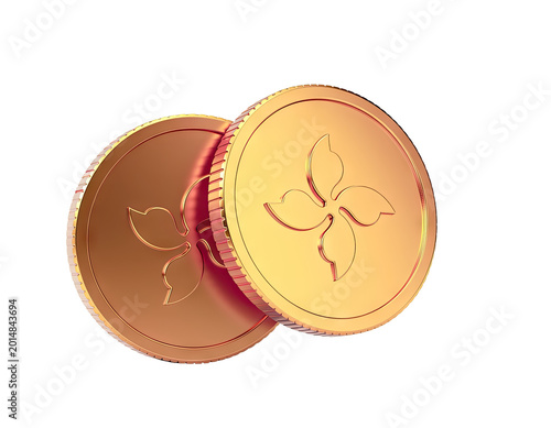 Two Golden Coins with Bauhinia Blakesiana Emblem