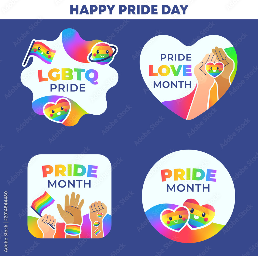 Fototapeta premium Pride month rainbow badge vector set for celebration theme
