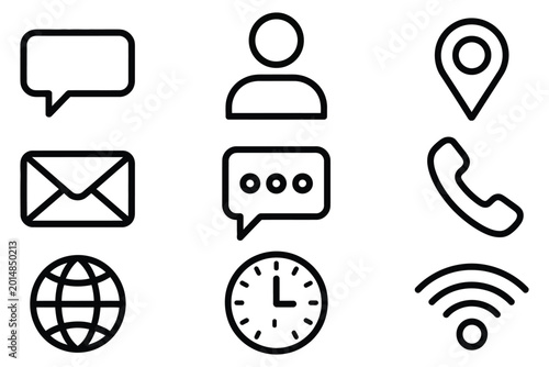 Fotografie Contact us line icon set communication symbols business phone email message chat