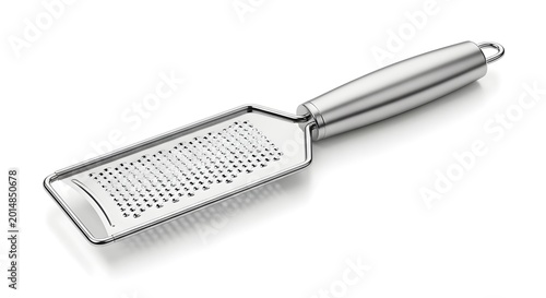 Citrus Zester On White Solid Background, Stainless Steel Kitchen Tool For Grating Lemon Or Orange Peel, Perfect For Baking, Cooking, And Cocktails