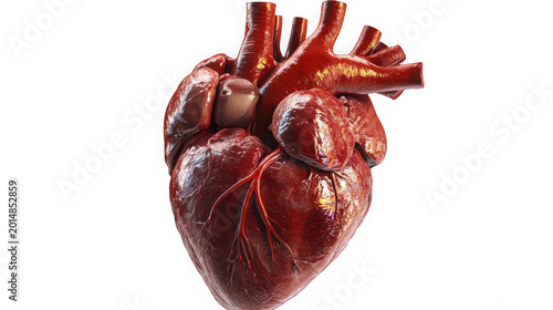 Heart organ model provides a clear view of the primary chambers and major blood vessels for medical study.