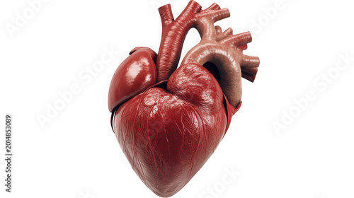 Heart anatomy model displays the complex structure of the human cardiovascular system against a clean white background.
