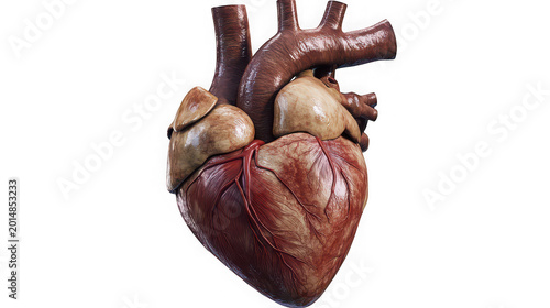 Heart organ model demonstrates natural coloration and vascular detail for use in medical and educational materials.