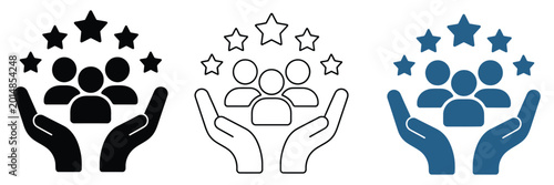 Bild auf Leinwand Customer loyalty icon set retaining clients enhancing user engagement improving