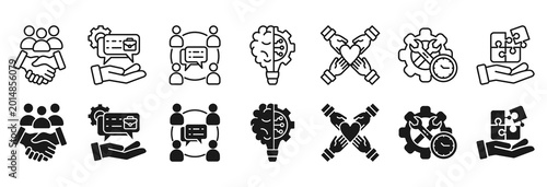 Help desk icon set. Support and information symbol
