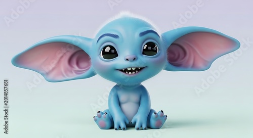 Cute blue cartoon creature with large ears and a friendly expression