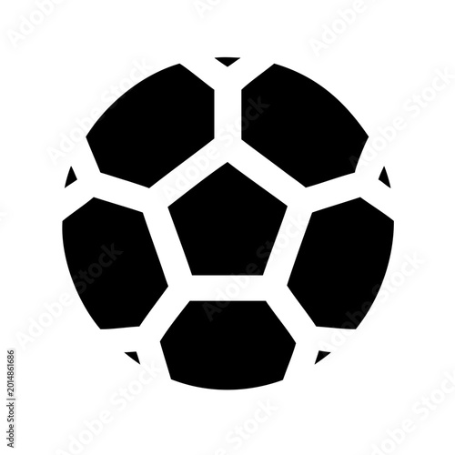 Black and white soccer ball icon design - Clean black and white soccer ball icon with hexagonal pattern for sports or media use.