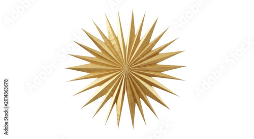 Golden starburst shape design with light rays isolated on transparent background