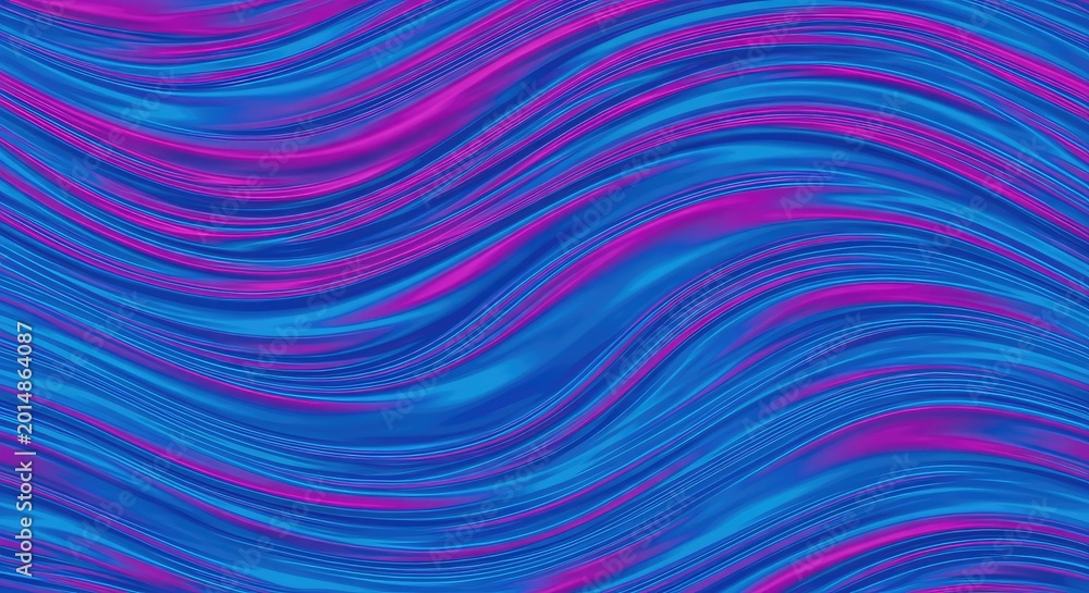 Obraz premium Vibrant liquid waves ripple in a mesmerizing display of fluid motion, blending electric blues and magentas into a seamless abstract flow, magenta, energy, waves