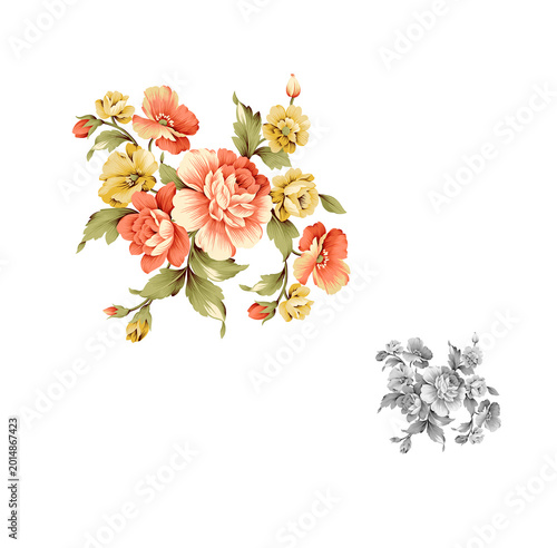 FLORAL FLOWERS WITH WHITE BACKGROUND