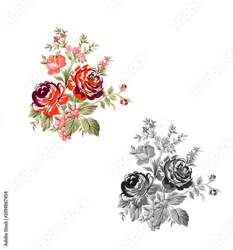 FLORAL FLOWERS WITH WHITE BACKGROUND