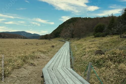 Beautiful Scenic Landscape of Ikenohira Wetland in Nagano Japan