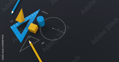 Schilderij op canvas mathematical geometry shapes 3d render