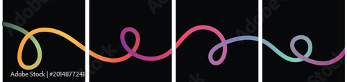 Foto Abstract colorful gradient line forming continuous loops and waves against a dark background, showcasing smooth transitions and fluid motion