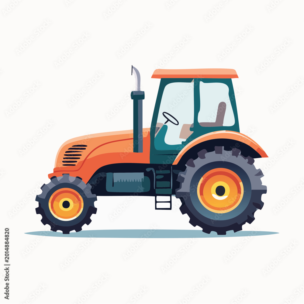 Obraz premium Orange Tractor Illustration