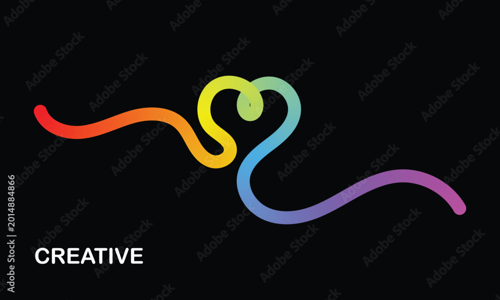 Fototapeta premium Vibrant rainbow gradient squiggle design element