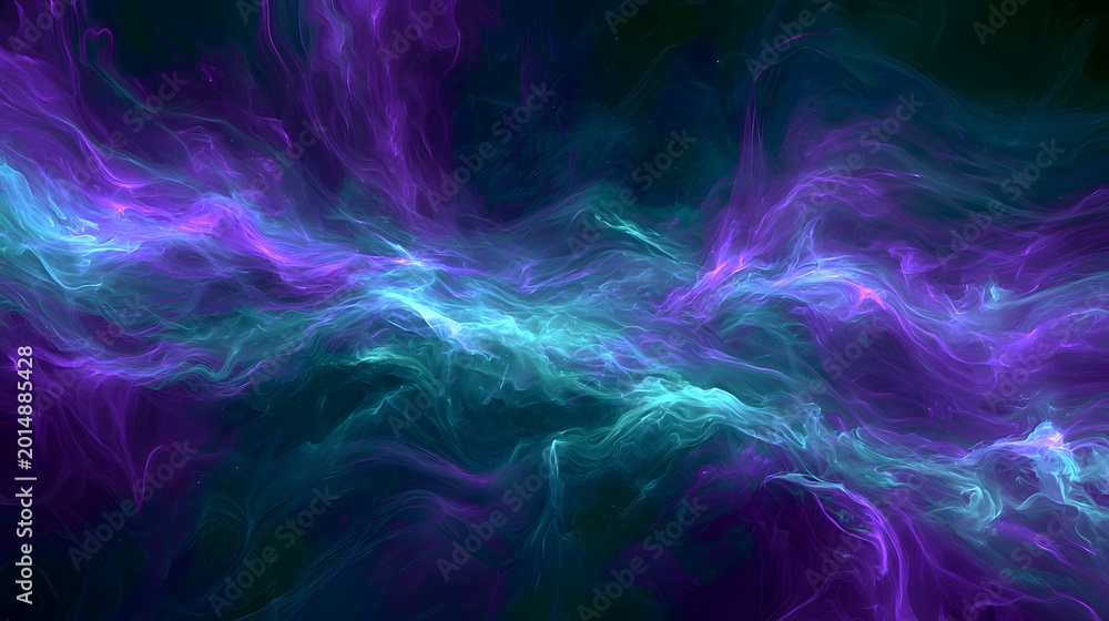 Obraz premium Dreamy electric marble texture with luminous swirling ribbons and glowing psychedelic flow