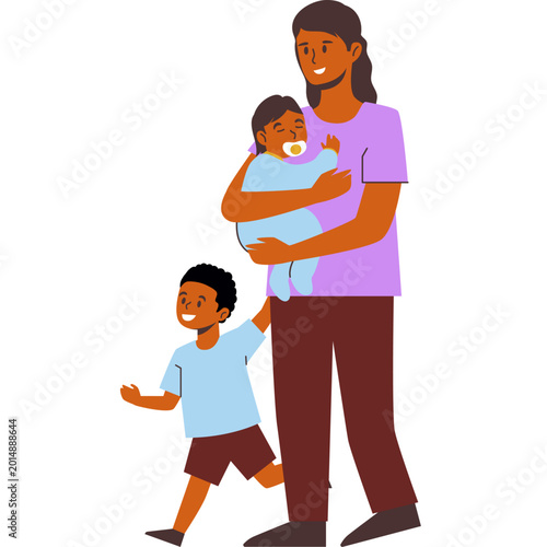 Mom and Kids Illustration