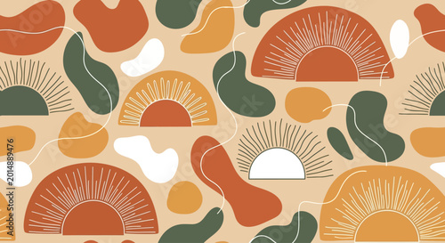 Obraz na płótnie Abstract seamless pattern with organic shapes and warm earthy tones
