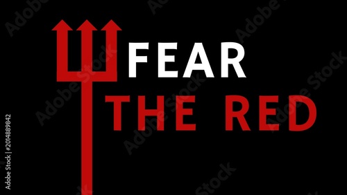 Bild auf Leinwand A bold graphic design featuring a red trident and the phrase 'FEAR THE RED' on a