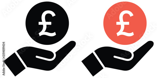 Photos Hands holding British pound coins icon vector symbolizing financial exchange mon