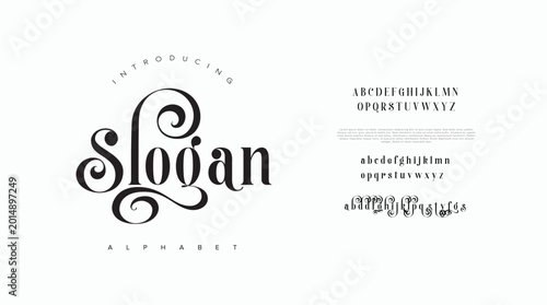Luxury Serif Minimal Fashion logo font. Classic Modern Typography decoration Elegant alphabet beauty logotype fonts, wedding, logos. vector illustration