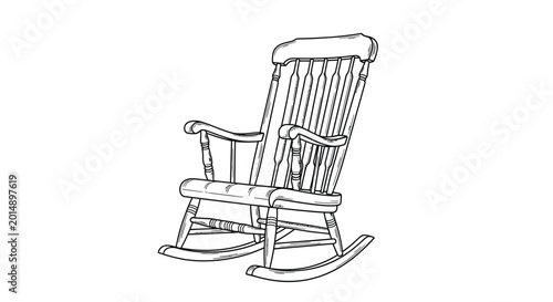 Tableau sur toile Sketch of a classic rocking chair a nostalgic and relaxing furniture piece