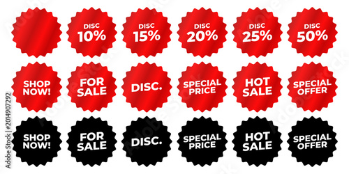 Discount Sale Badge Collection Promotional Label Sticker Vector Set