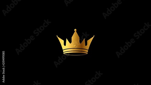 couter. Massive golden crown icon centered on a pure black background. event programs, museum guides, designed for cultural heritage projects and event programs, elevates cultural identity.