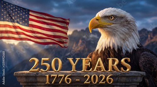 Bald Eagle on Stone Plinth for USA 250th Anniversary