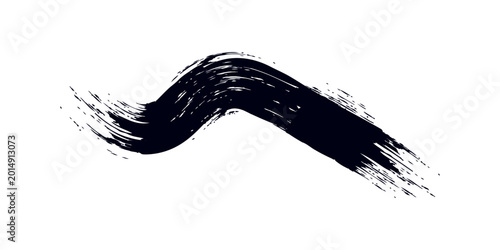 abstract black ink brush stroke on white background, dynamic grunge paint smear, bold calligraphic swoosh texture banner.