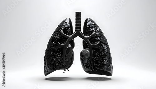 Abstract Black Lungs Symbolizing Health and Disease.