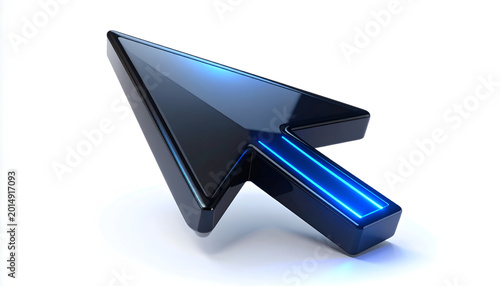 Glossy Blue Computer Mouse Cursor Arrow Icon.