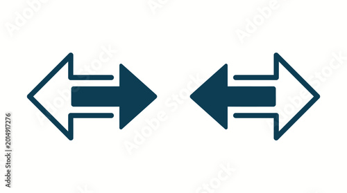 Cuadro en lienzo Two opposing arrows one pointing left and one pointing right illustrating