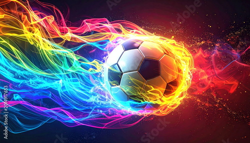 炎をまとったサッカーボールのエフェクト