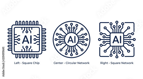 Obraz na plátně Ai chips and network icons representing artificial intelligence with processor