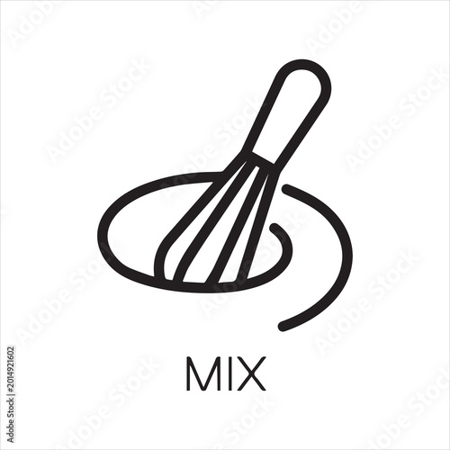 Photos Line icon of whisk for mixing eggs, dough, sauce and other ingredients for cooking