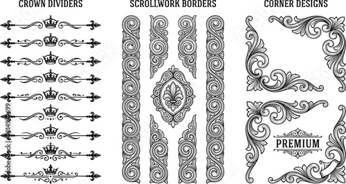 Photos Vintage Scrollwork Borders and Ornamental Corner Design Collection with Decorati