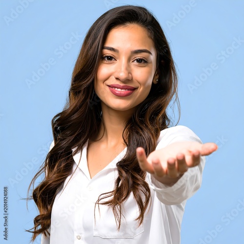 A young woman with long brown hair wearing a white shirt (2)