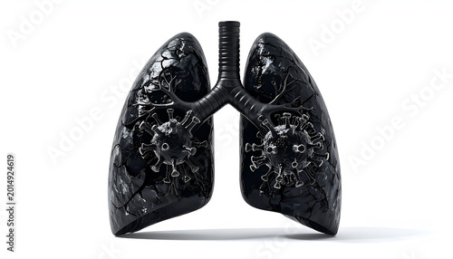 Dark Lungs with Coronavirus Particles Illustration.