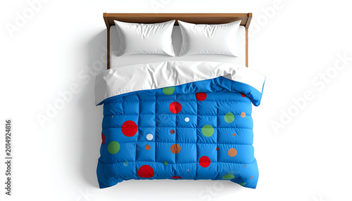 Vibrant Blue Comforter with Colorful Planet Pattern for Kids Bedroom.